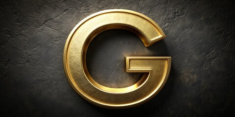 g capital letter in metallic gold on a dark background