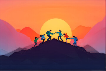 Fototapeta premium Explore an engaging infographic highlighting the benefits of teamwork and collaboration achieving common goals. effective teamwork and essential skills for successful collaboration