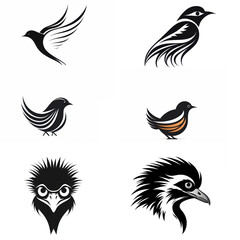 Fototapeta premium Isolated set of silhouettes of bird icons, jpg and png available