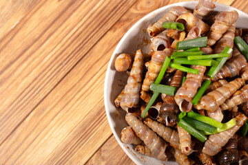 A plate of stir-fried snails