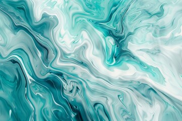 Obraz premium An abstract artwork featuring a dynamic, fluid design with various shades of lighter dynamic colors, along with white and pastel blue accents.