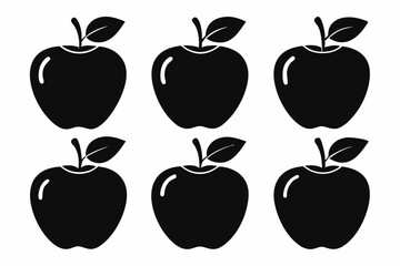 Apple vector silhouette set, apple icon set

