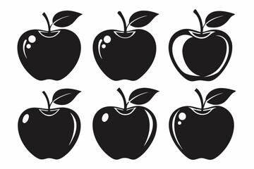 Apple vector silhouette set, apple icon set


