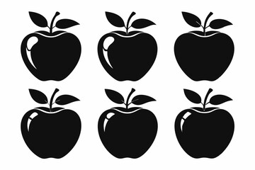 Apple vector silhouette set, apple icon set

