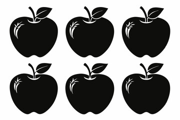 Apple vector silhouette set, apple icon set

