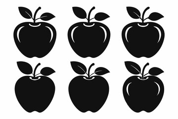 Apple vector silhouette set, apple icon set


