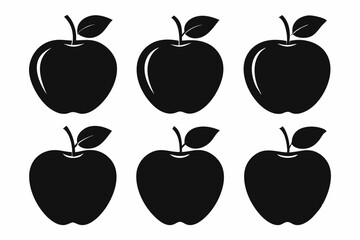 Apple vector silhouette set, apple icon set

