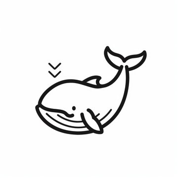 recommend clip art: whale icon - simple black line art illustration