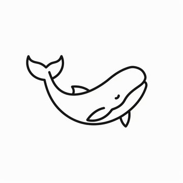 recommend clip art: whale icon - simple black line art illustration
