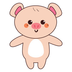 cute cartoon drawing pig. animal doodle sticker