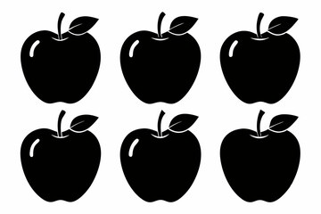 Apple vector silhouette set, apple icon set

