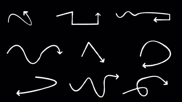 set of handmade arrows animation,  Hand Drawn Doodle Arrows collection set,  simple arrow symbol sign.