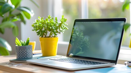 Modern Workspace with Laptop Showing Recorded Webinar for Flexibility in Learning Anytime, Anywhere