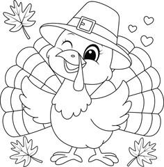 Cute turkey doing a funny dance outline coloring page. Thanksgiving hand drawn colouring