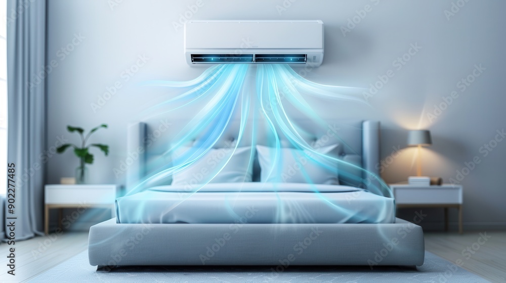 Canvas Prints Air Conditioner Cooling Bedroom.