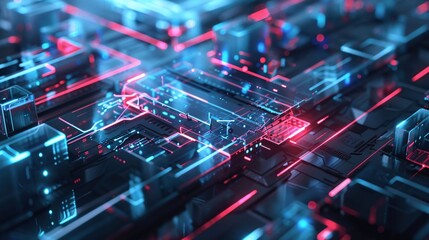 Fototapeta premium Futuristic Branding Agency with Holographic Design Tools and Glowing Logo Concepts for Innovative and Cutting-Edge Brand Development.