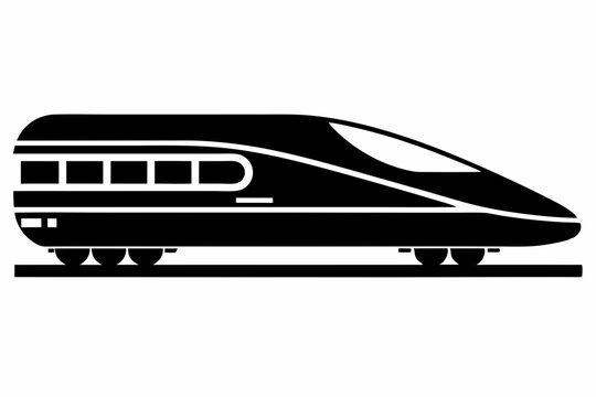black train on tracks, side view clip art preview