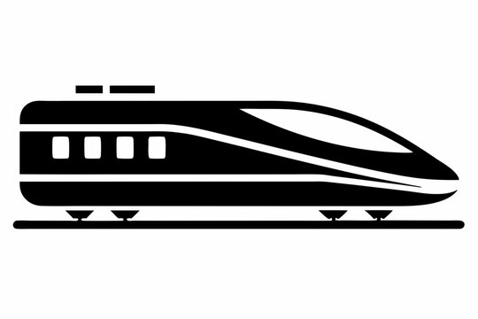 Bullet train vector silhouette, japanes bullet train icon clip art
