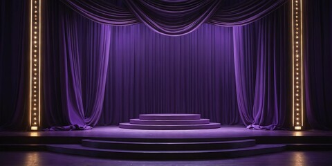 aesthetic purple draped stage with spotlight backgroun background