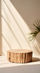 Natural product display wooden platform e-commerce scene poster background with Generative