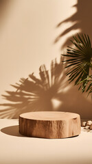 Natural product display wooden platform e-commerce scene poster background with Generative