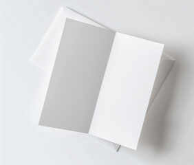 a white book with a blank page on top of it