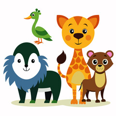 Animals Day Silhouette Vector Illustration