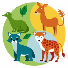 Naklejka premium Animals Day Silhouette Vector Illustration