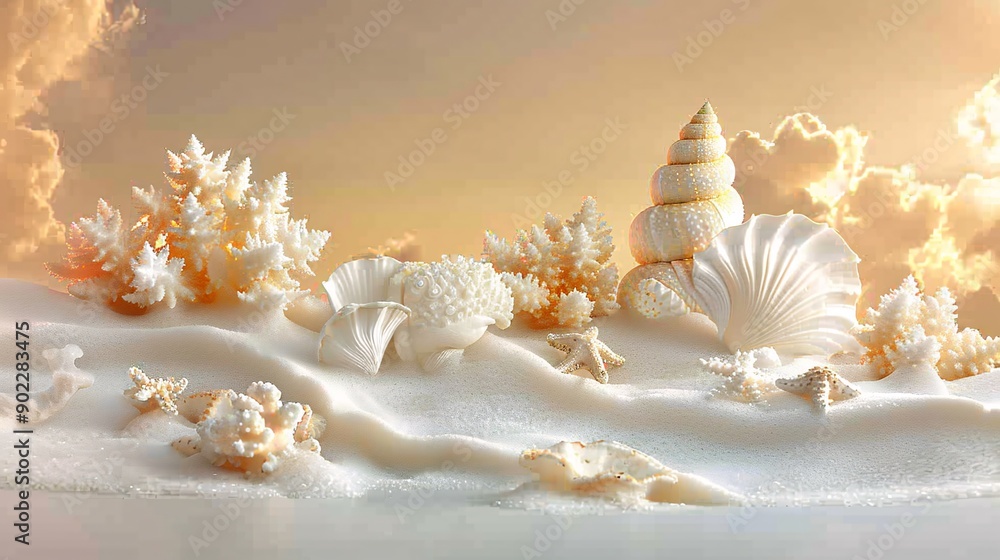 Poster Detailed photograph of bleached coral with small marine creatures around showing the contrast and leaving significant empty space on the right side of the image for design purposes Stock Photo with