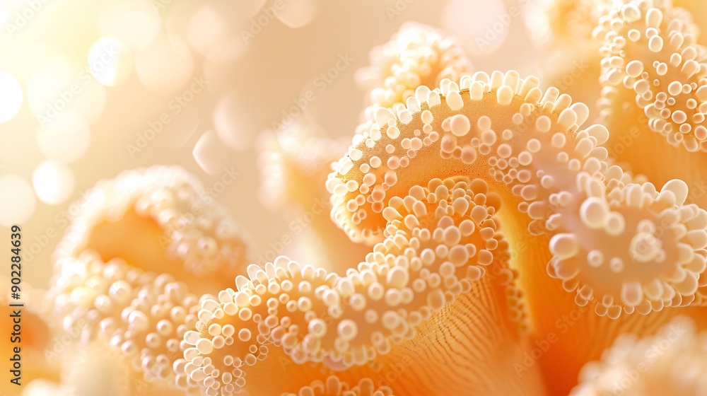 Aufkleber Close-up view of coral undergoing bleaching with the intricate textures of the coral visible and ample empty space on the left side of the image Stock Photo with copy space