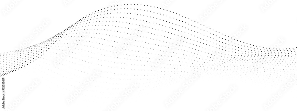 Aufkleber flowing wavy dots particles wave pattern curve halftone gradient lines shape isolated on transparent