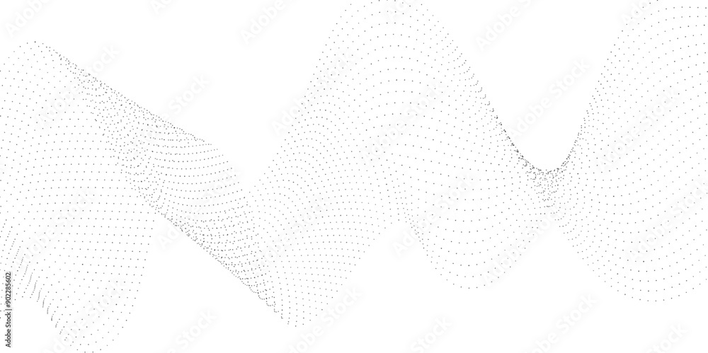 Poster abstract halftone flowing dots wave curved lines, frequency sound, technology curve dots lines. digi