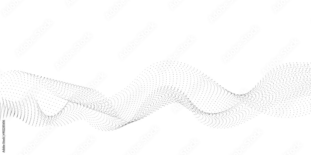 Poster abstract halftone flowing dots wave curved lines, frequency sound, technology curve dots lines. digi