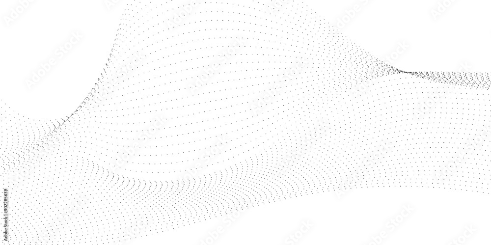 Poster abstract halftone flowing dots wave curved lines, frequency sound, technology curve dots lines. digi
