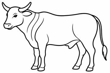 Bull line art vector illustration	