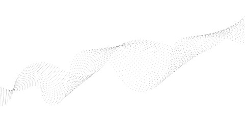 Halftone flowing wavy gradient dots shape isolated on transparent background. Digital future technology concept. Design for web design, music, cover, technology, science, data, banner, flayer, poster.