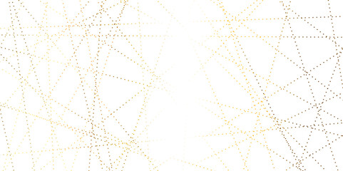 Luxury premium shiny golden doted random chaotic square and triangle lines on transparent background. Gold random doted lines background. Vector, illustration