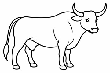 Bull line art vector illustration	
