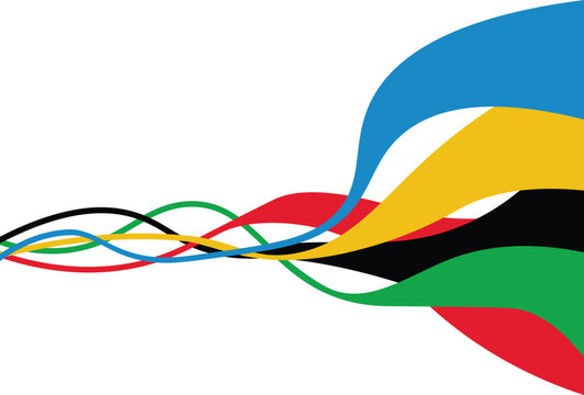 Colorful abstract stripe lines banner background, olympic games template design