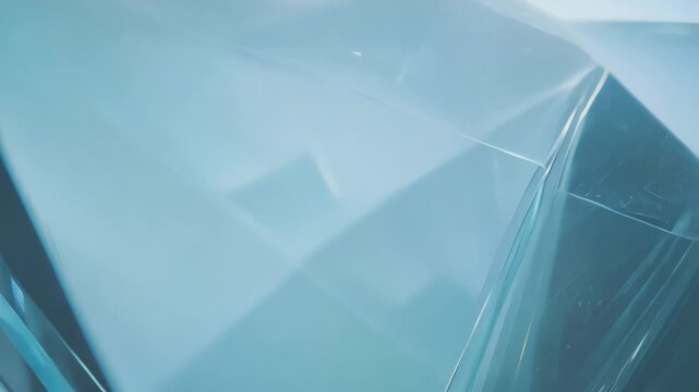 Sparkling Blue Crystal Reflections in an Abstract Art Installation at Dusk. Generative AI