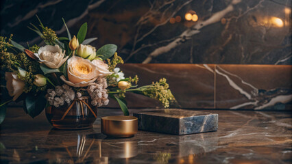 Fototapeta premium Vibrant floral arrangement in vase, perfect for wedding or home decoration