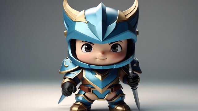 3d cute lancer isolated in white background