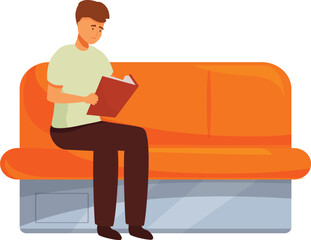 Young man enjoying his commute while reading a book on the subway