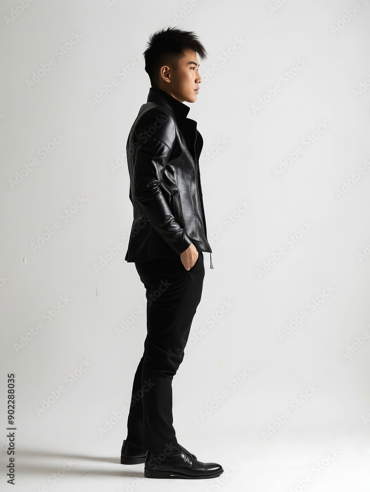 Canvas Prints A man in a black leather jacket and black pants