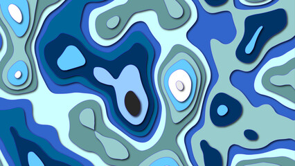 Multi layers blue color texture 3D paper cut layers in gradient vector banner.Abstract paper cut art background design for website template.