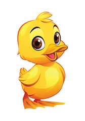 Cute baby duck cartoon illustration. Vector isolated on white background