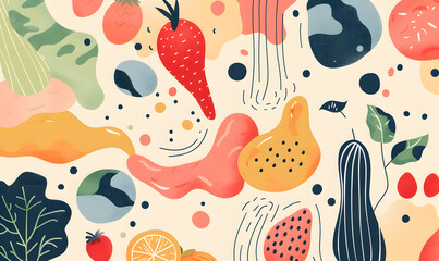fruits and vegetable herbal concept  for background or 2d illustrator cartoon.