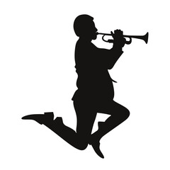 Black Silhouette of Jazz Musician. Flat Vector Graphic Illustration