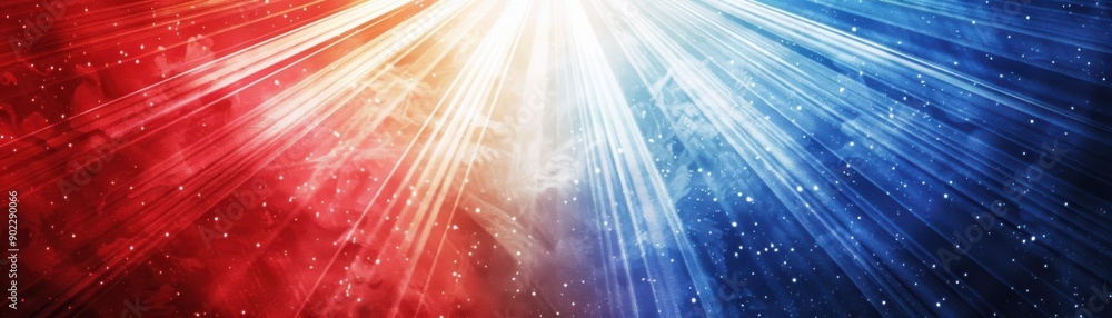 Poster abstract burst of colorful light with red and blue hues, creating a vibrant background suitable for 