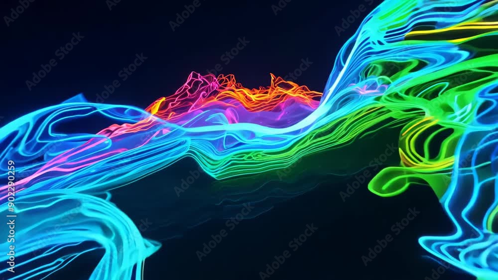 Aufkleber vibrant waves of color dance across a dark background in mesmerizing display. generative ai